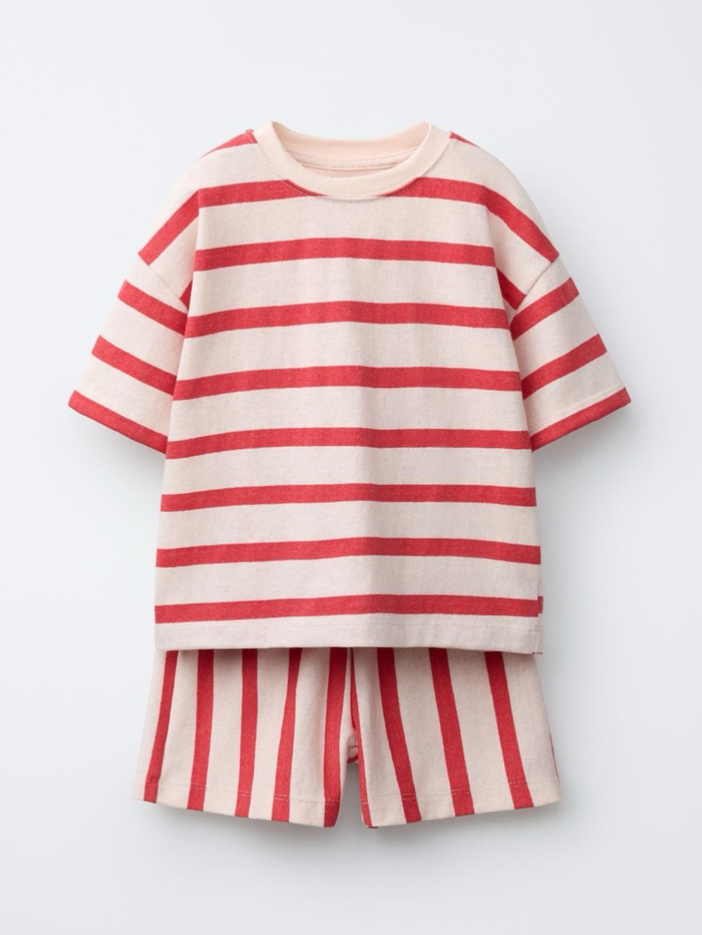 ZARA STRIPED T-SHIRT AND BERMUDA JOGGING SET